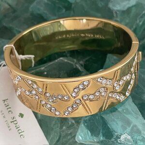 KATE SPADE GARDEN GROVE BANGLE BRACELET CRYSTALS GOLD PLATE NWT